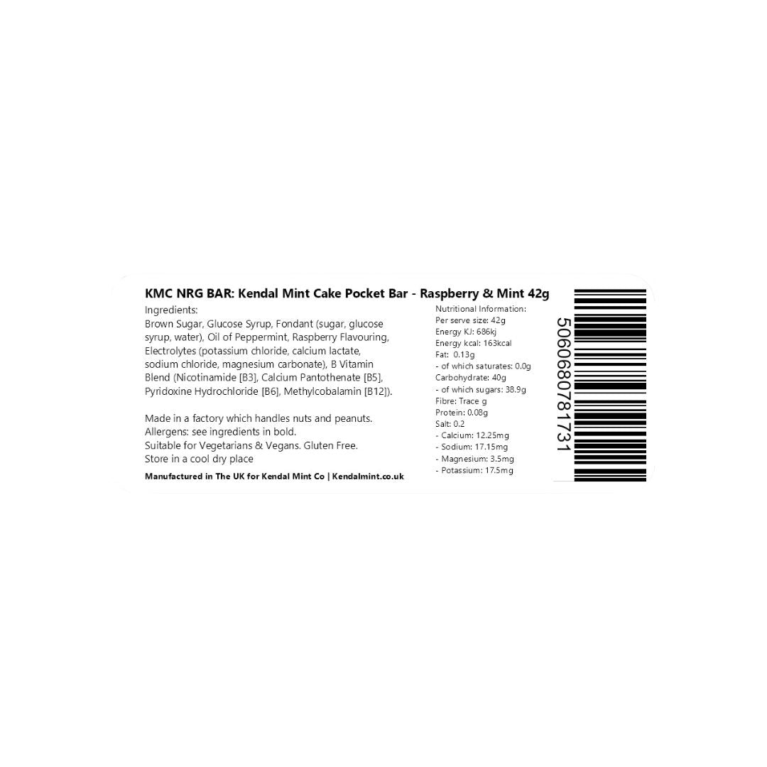 KMC NRG BAR Kendal Mint Cake Pocket-sized Energy Bar - Raspberry & Mint 42g-2