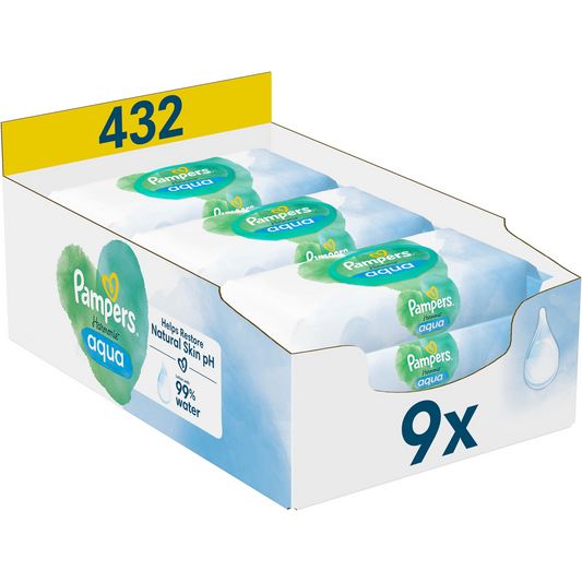PAMPERS Harmonie Aqua Plastic Free 432 db (9× 48 db) (8006540811245)