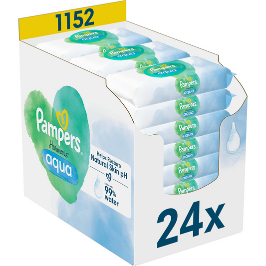 PAMPERS Harmonie Aqua Plastic Free 1152 db (24× 48 db) (8006540811276)