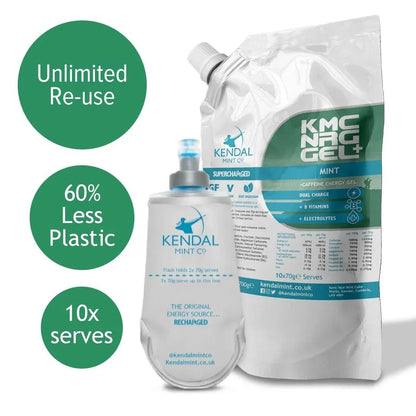 KMC NRG GEL+ Energy Gel Refill Pouch Mint Caffeine (10 x 70g Serves)-2
