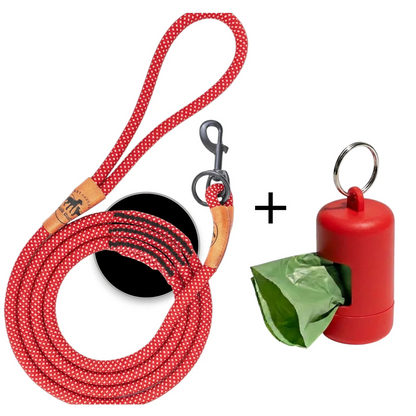 Reflektionsleine© mit Handschlaufe und veganem Leder